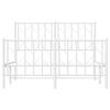 vidaXL Metal Bed Frame without Mattress with Footboard&nbsp;White 120x190cm