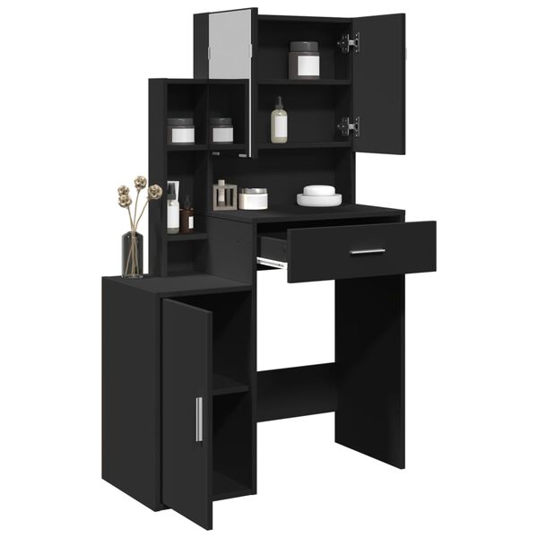 vidaXL Dressing Table with Cabinet Black 80x35x132 cm