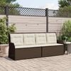 vidaXL Garden Bench with Cushion Black and Cream White Poly Rattan