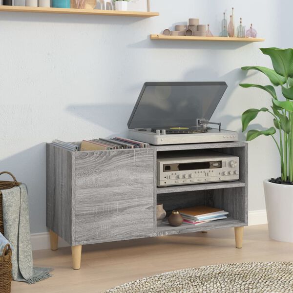 vidaXL Record Cabinet Grey Sonoma 84.5x38x48 cm Engineered Wood