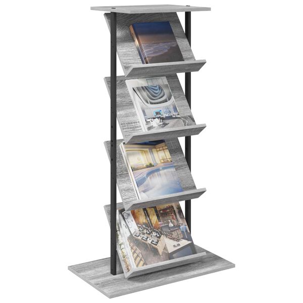vidaXL Magazine Rack Grey Sonoma 68 x 40 x 123.5 cm Engineered Wood