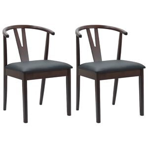 vidaXL Dining Chair 2 pcs Solid Rubber Wood Light Brown and Black