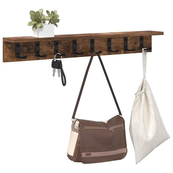 vidaXL Wall-Mounted Coat Rack Smoked oak 80 x 10.5 x 10.5 cm