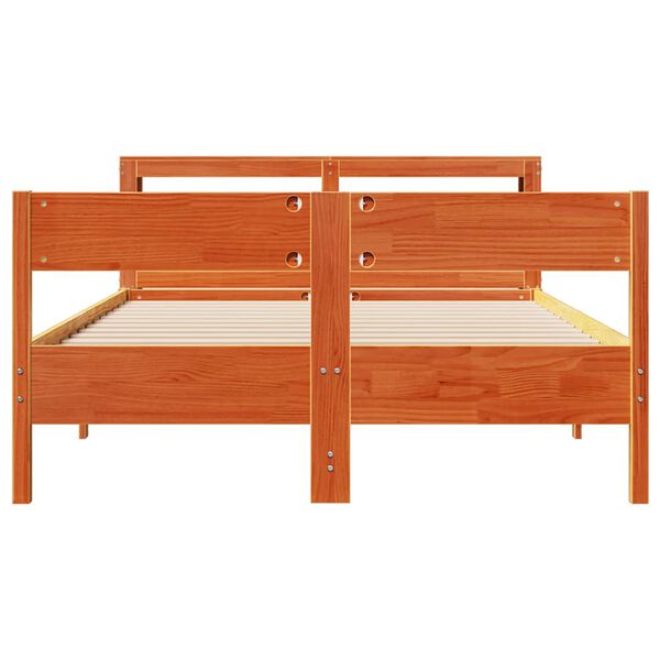 vidaXL Bed Frame without Mattress Wax Brown 140x190 cm Solid Wood Pine