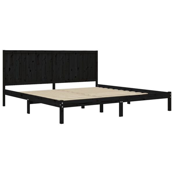 vidaXL Bed Frame without Mattress Black 200x200 cm Solid Wood Pine