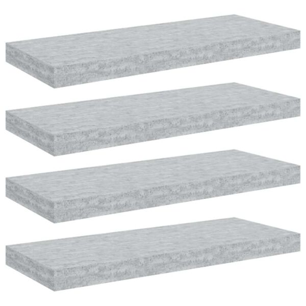 vidaXL Floating Wall Shelves 4 pcs Concrete Grey 60x23.5x3.8 cm MDF