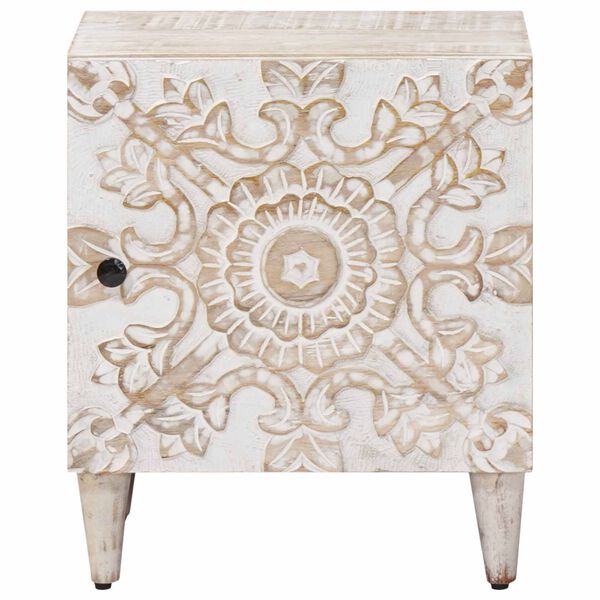 vidaXL Bedside Cabinet White 40 x 33.5 x 46 cm Solid Mango Wood