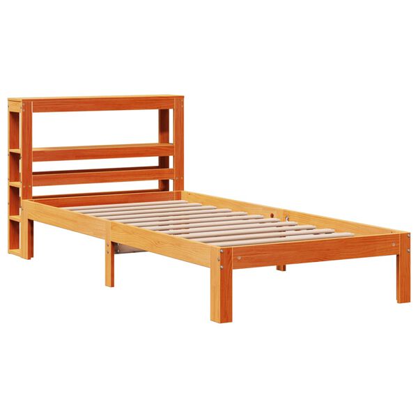 vidaXL Bed Frame without Mattress Wax Brown 75x190 cm Small Single Solid Wood Pine
