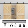 vidaXL Sliding Door 2 pcs Natural and Black Solid Pine Wood