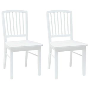 vidaXL Dining Chairs 2 pcs Solid Rubber Wood White 50 x 52.5 x 91 cm