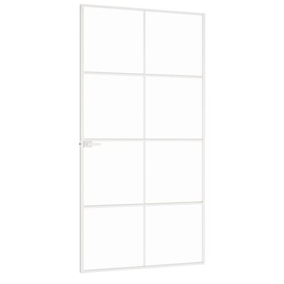 vidaXL Interior Door White 102x201.5 cm Tempered Glass&Aluminium Slim
