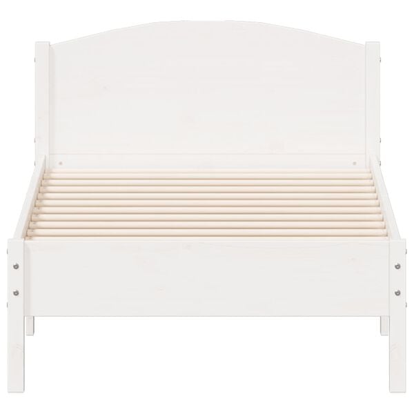 vidaXL Bed Frame without Mattress White 75x190 cm Small Single Solid Wood Pine