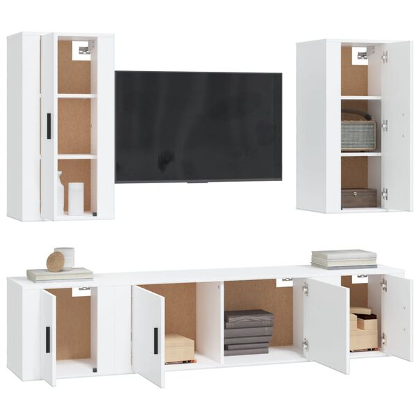 vidaXL 5 Piece TV Cabinet Set White Engineered Wood