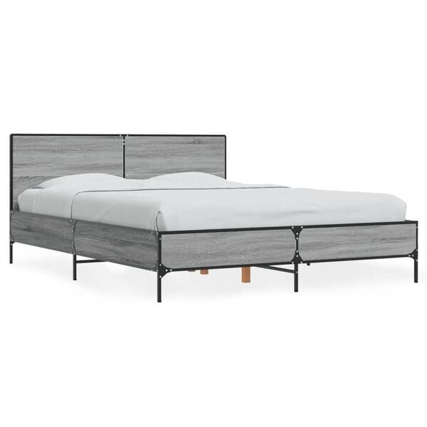 vidaXL Bed Frame without Mattress Grey Sonoma 140x200 cm
