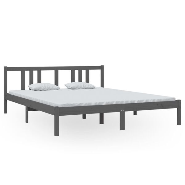 vidaXL Bed Frame without Mattress Grey Solid Wood 160x200 cm