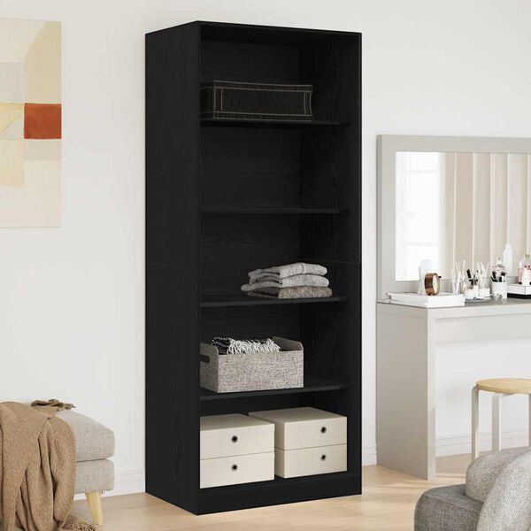 vidaXL Wardrobe with Shelf Black Oak 80 x 50 x 200 cm Engineered Wood