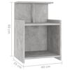 vidaXL Bed Cabinet Concrete Grey 40x35x60 cm Engineered Wood