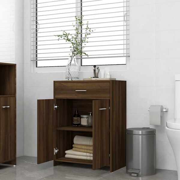 vidaXL Bathroom Cabinet Brown Oak 60x33x80 cm Engineered Wood