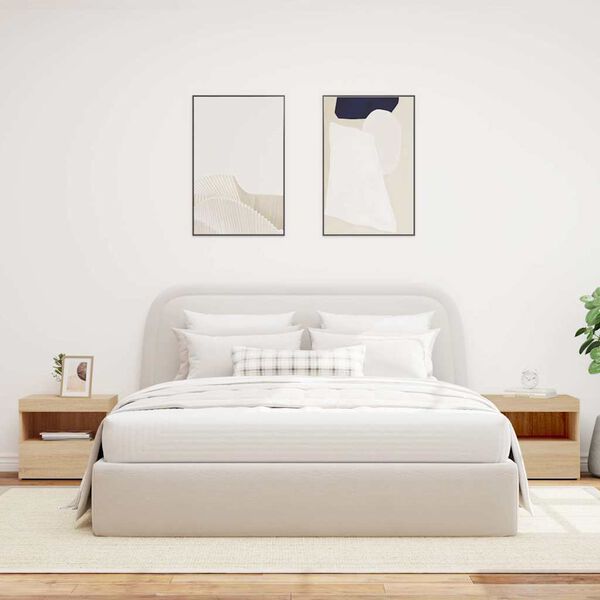 vidaXL Bedside Cabinets with LED Lights 2 pcs Sonoma Oak 50x40x45 cm