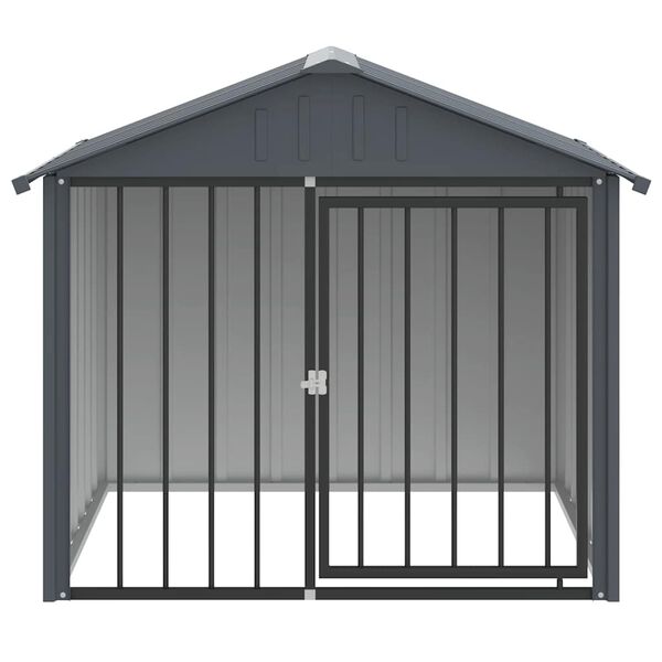 vidaXL Dog House with Roof Black 117x103x102 cm Galvanised Steel