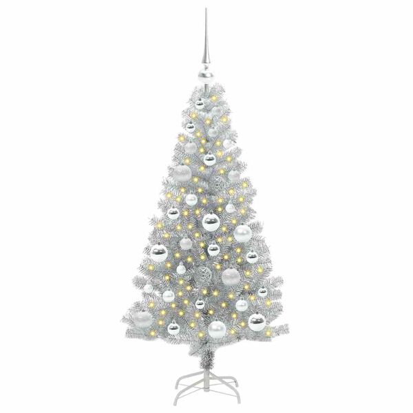 vidaXL Christmas Tree with 150 LEDs with Stand Silver 120 cm PET