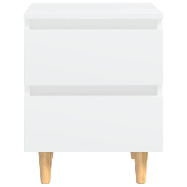 vidaXL Bed Cabinet with Solid Pinewood Legs White 40x35x50 cm