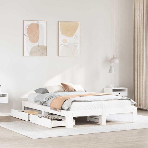 vidaXL Bed Frame without Mattress White 140x200 cm Solid Wood Pine