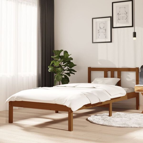 vidaXL Bed Frame without Mattress Honey Brown Solid Wood 90x200 cm
