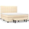 vidaXL Box Spring Bed with Mattress Cream 180x200 cm Fabric