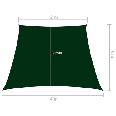 vidaXL Sunshade Sail Oxford Fabric Trapezium 2/4x3 m Dark Green