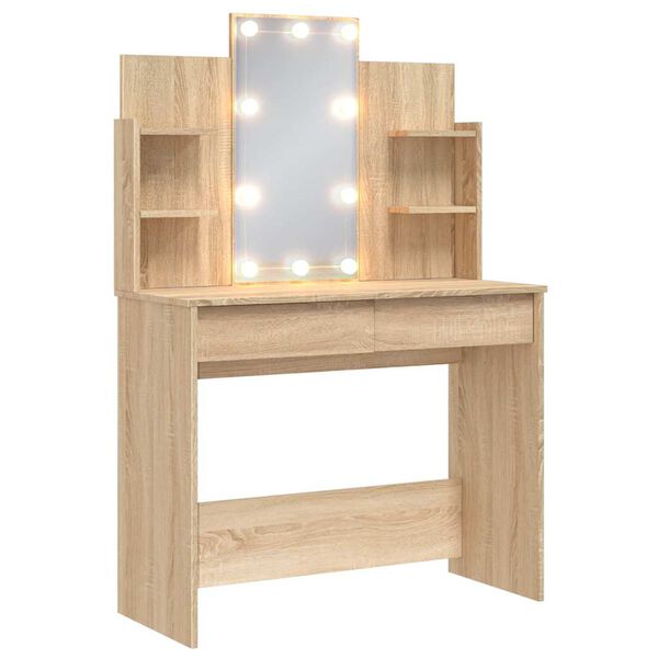 vidaXL Dressing Table with LED Lights Sonoma Oak 96x40x142 cm