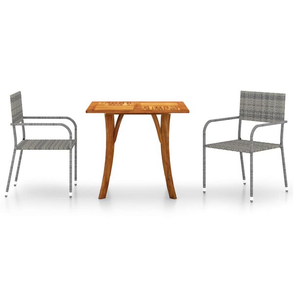 vidaXL 3 Piece Garden Dining Set Grey