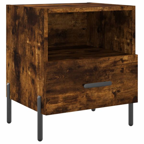 vidaXL Bedside Cabinet Smoked Oak 40x35x47.5 cm Engineered Wood