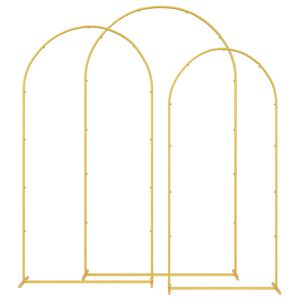 vidaXL Wedding Arch 3 pcs Gold Steel