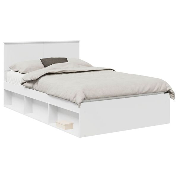 vidaXL Bed Frame with Headboard White 120 x 190 cm Solid Pine Wood