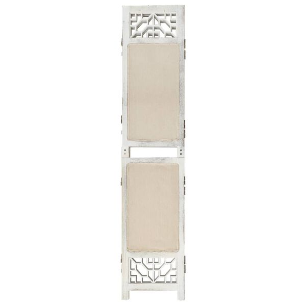 vidaXL 4-Panel Room Divider Cream 140x165 cm Fabric