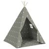vidaXL Children Teepee Tent with Bag Polyester Grey 115x115x160 cm