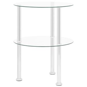 vidaXL Side Table | Transparent | Tempered glass, Stainless steel | Medium