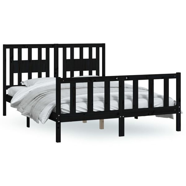 vidaXL Bed Frame without Mattress Black Solid Wood Pine 120x200 cm
