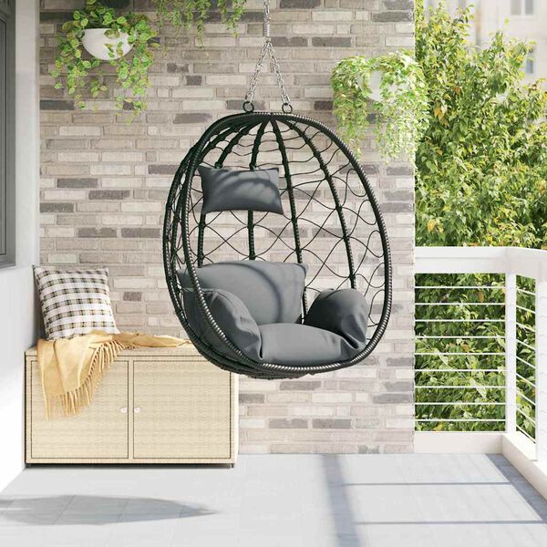 vidaXL Hanging Egg Chair Anthracite 91.5 x 60 x 110 cm Poly Rattan
