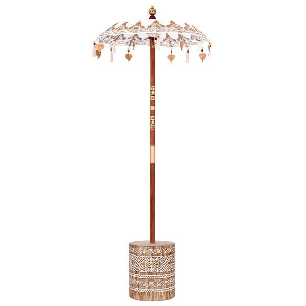 vidaXL Balinese Parasol Cream 95 x 95 x 260 cm Cotton and solid wood