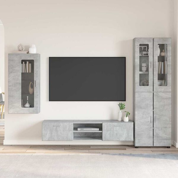 vidaXL TV Cabinet Set with Drawer Concrete Grey Engineered Wood