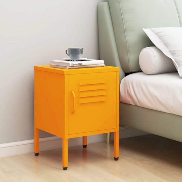 vidaXL Nightstand Mustard Yellow 35x35x51 cm Steel