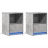 vidaXL Bedside Cabinets with LED Lights 2 pcs Concrete Grey Engineered Wood