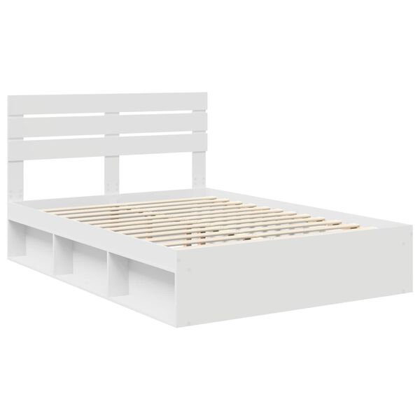 vidaXL Bed Frame with Headboard White 140 x 200 cm Solid Pine Wood