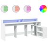 vidaXL Desk with LED Lights White 200x104x91 cm Engineered Wood