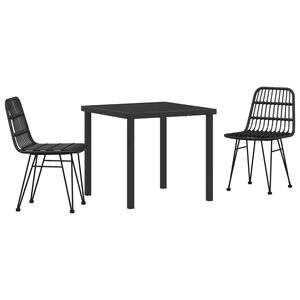 vidaXL Garden Dining Set 3 pcs Black Powder-Coated Steel