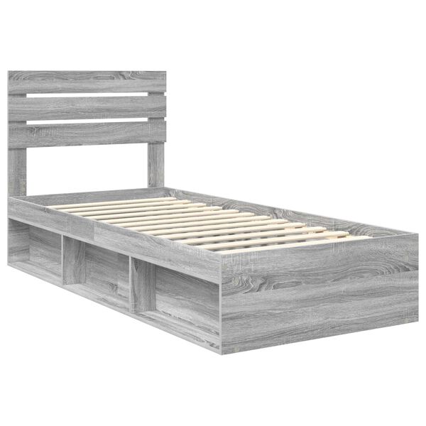 vidaXL Bed Frame Grey Sonoma 100 x 200 cm Solid Pine Wood