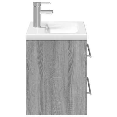 vidaXL Bathroom Sink Cabinet with Built-in Basin Grey Sonoma