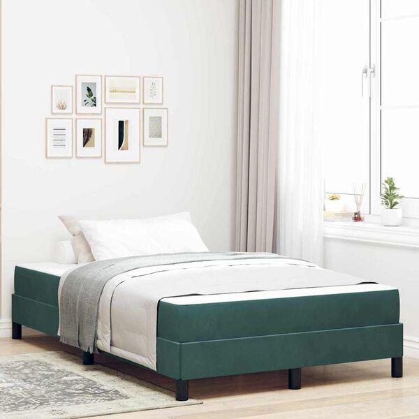 vidaXL Box Spring Bed with Mattress Dark Green 120 x 220 cm Fabric